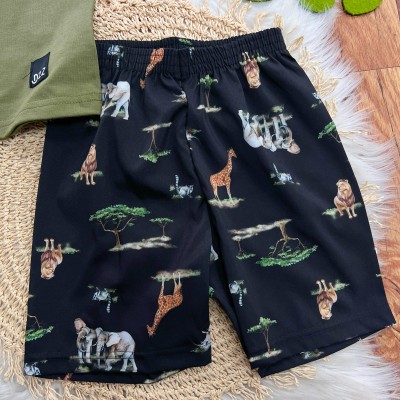 Conj. Camiseta Safari e Bermuda - Verde Musgo